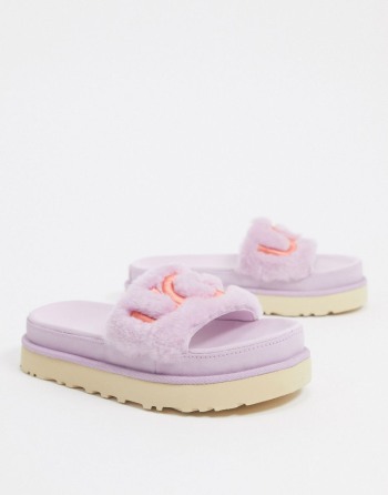 UGG Laton Flufy Flatform Logo Roze - Ženske Sandale | 17609LFNY